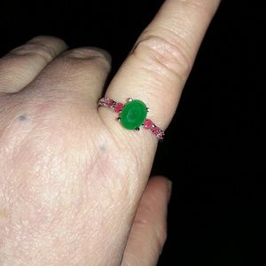 Emerald and Ruby ring stamped 925 silver